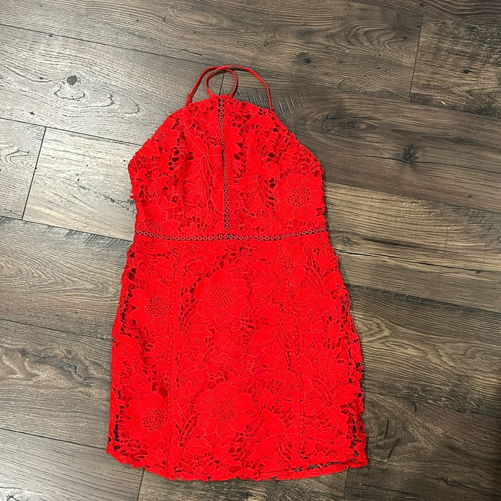High neck red lace dress from urban outfitters